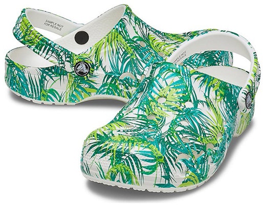 Crocs 4 Printing Kasut Sandal Sukan Pantai Putih Hijau 'White Green' 206230-1C8 Shop Crocs 4 Printing Kasut Sandal Sukan Pantai Putih Hijau 'White Green' 206230-1C8