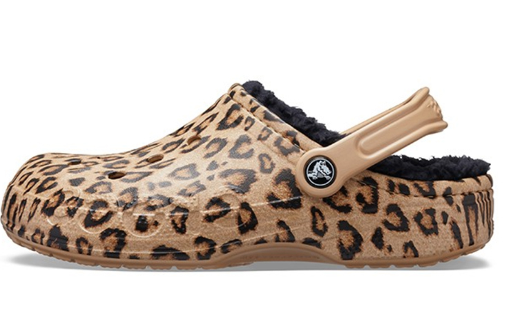 Crocs Baya Lined Clog Leopard Print Slippers 205975-98R