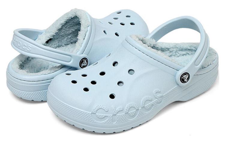 Shop Crocs Baya 毛绒夹里洞洞鞋 矿石蓝 205969-4JZ