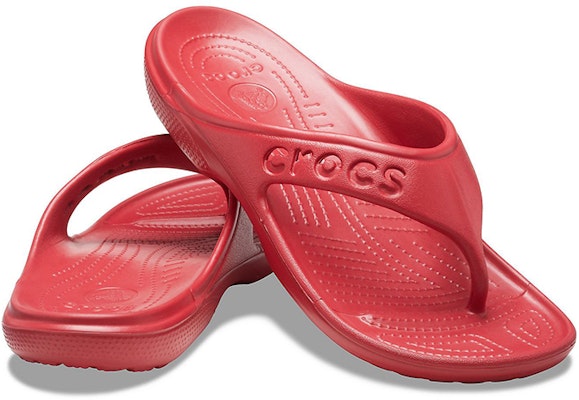 Crocs Baya 簡約休閒平底人字拖鞋 辣椒紅 Shop Crocs Baya 簡約休閒平底人字拖鞋 辣椒紅