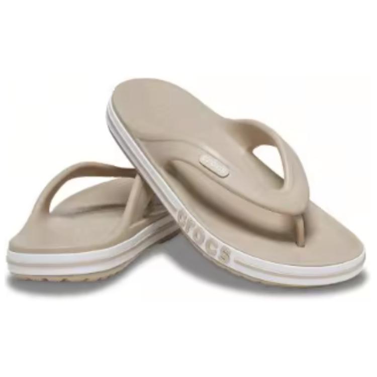 Shop Crocs卡樂駕 舒適時尚 防磨防滑人字拖鞋 男女同款 米白