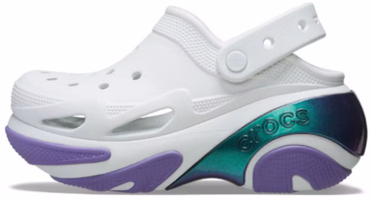 Crocs 气泡厚底反光白紫色洞洞鞋 舒适日常穿搭 210743-1NK Buy Crocs 气泡厚底反光白紫色洞洞鞋 舒适日常穿搭 210743-1NK