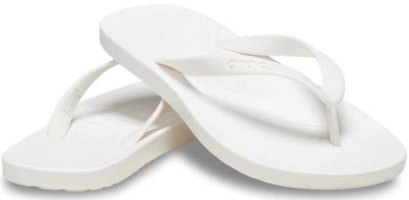 Shop Crocs卡駱馳 露趾包腳人字拖鞋 男女款 白色