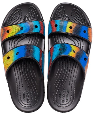 Crocs卡駱馳 經典星際渲染休閒拖鞋 男女同款 黑彩色 Shop Crocs卡駱馳 經典星際渲染休閒拖鞋 男女同款 黑彩色