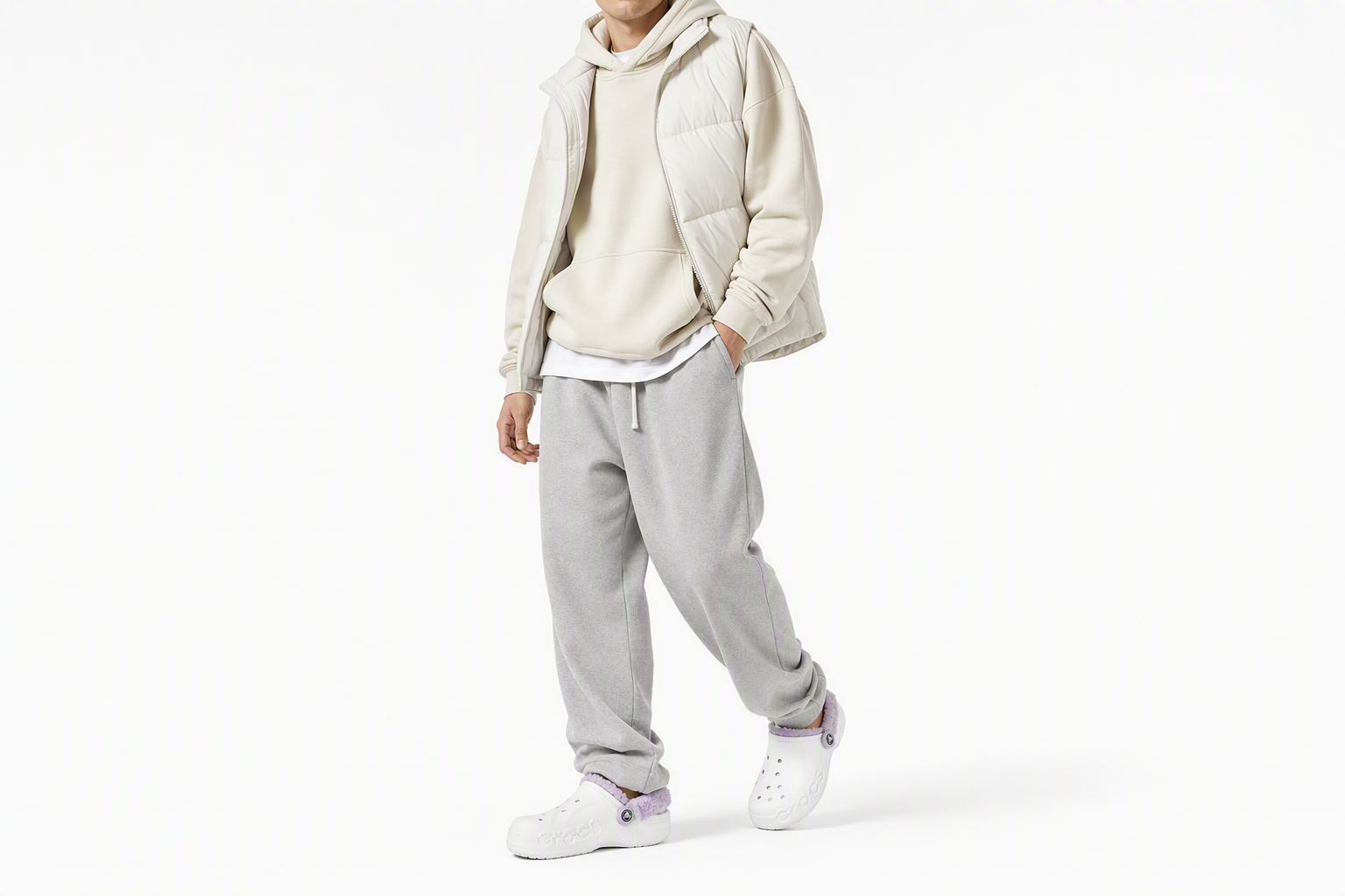Order Crocs经典Baya毛绒带子洞洞鞋‘白色紫丁香’ 206633-577