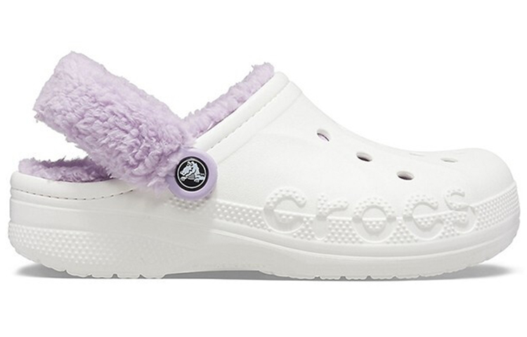 Lookbook Crocs经典Baya毛绒带子洞洞鞋‘白色紫丁香’ 206633-577