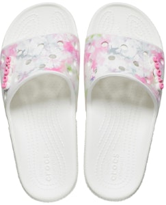 Crocs卡駱馳 舒適輕便漂染印花休閒拖鞋 白色 Purchase Crocs卡駱馳 舒適輕便漂染印花休閒拖鞋 白色