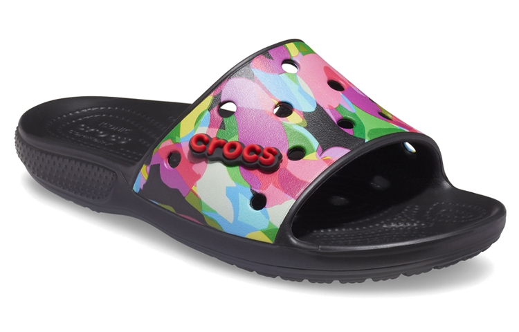 Lookbook Crocs Classic Bubble Block Slides 'Hitam Multi' 207408-0C4