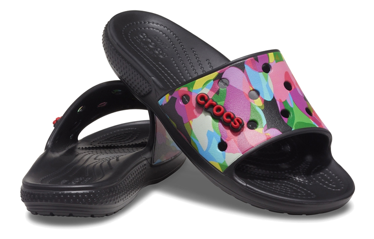 Shop Crocs Classic Bubble Block Slides 'Hitam Multi' 207408-0C4