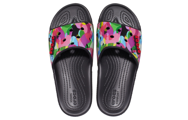 Purchase Crocs Classic Bubble Block Slides 'Hitam Multi' 207408-0C4