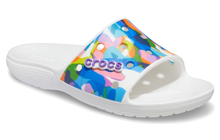 Lookbook Selipar Crocs Classic Bubble Block 'Putih Multi' 207408-94S