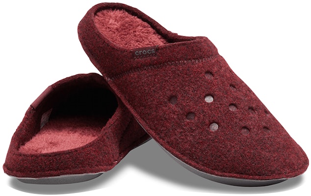 Crocs Classic Casual Thicken Stay Warm Unisex Wine Red Slippers 203600-60U Shop Crocs Classic Casual Thicken Stay Warm Unisex Wine Red Slippers 203600-60U