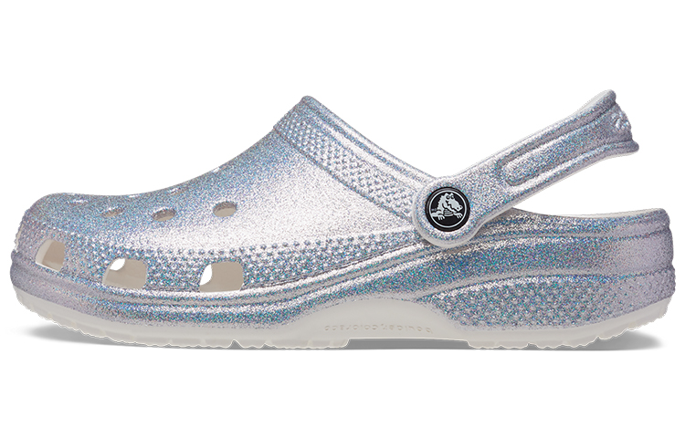 Crocs Classic Casual Unisex Metallic Silver Pink Sandals 207551-90H