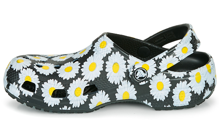 Crocs Classic clo daisy Full Print Sandals Unisex Black 206375-0ZI