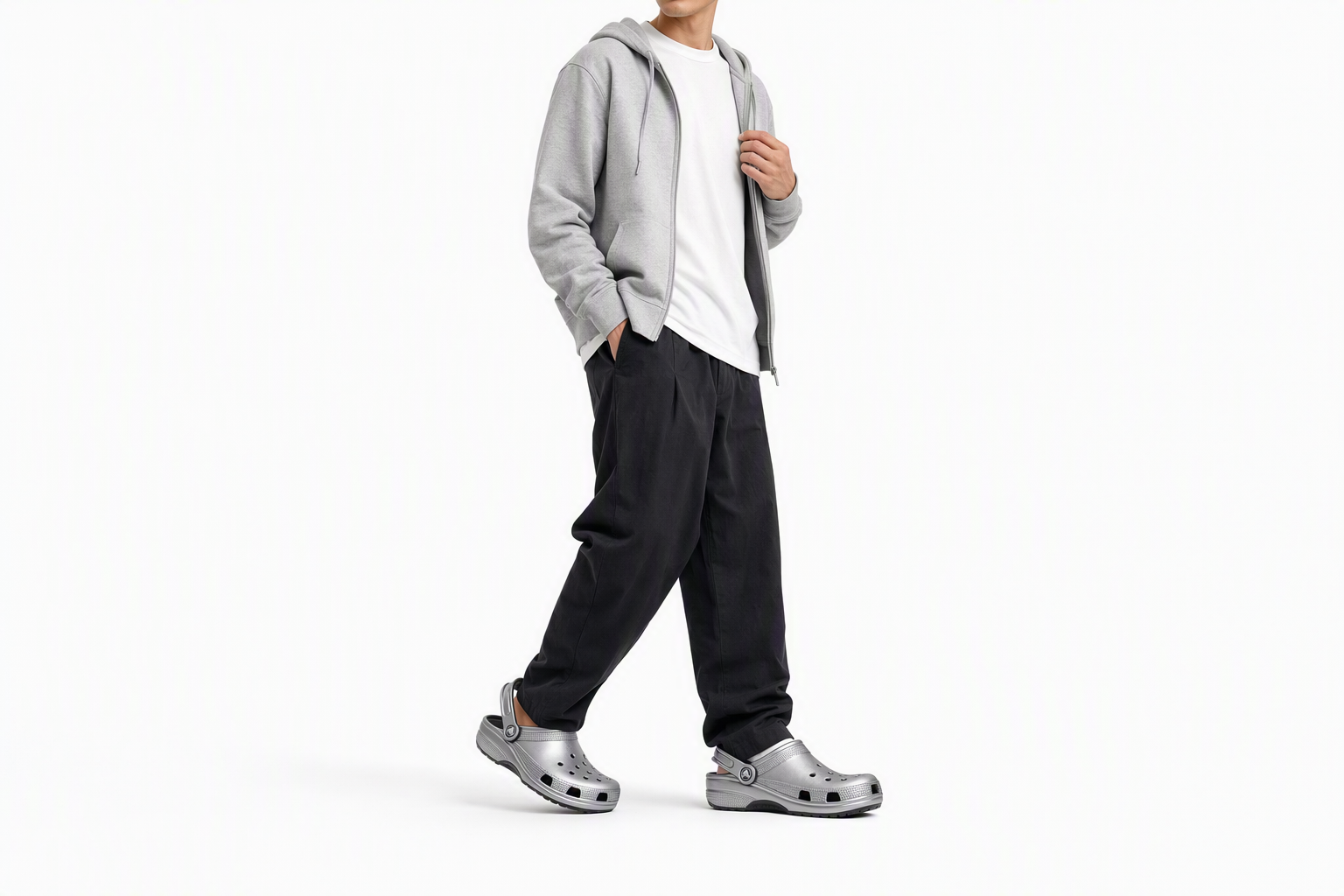 Order Crocs卡駱馳 輕便百搭 洞洞鞋 男女同款 銀色