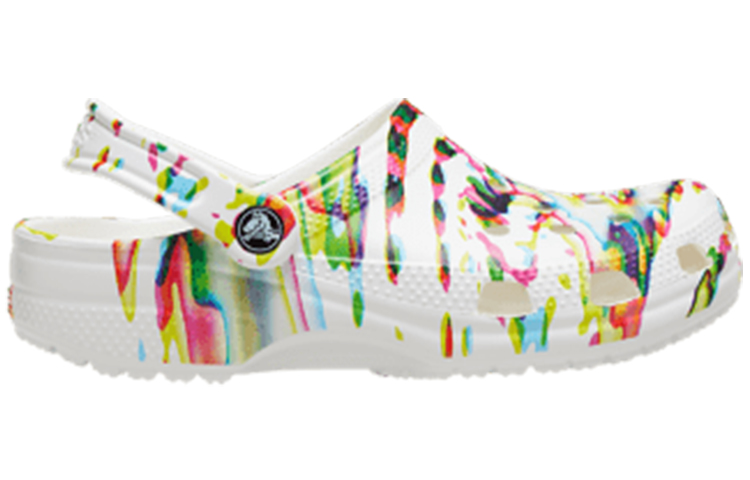 Order Crocs 经典花卉拖鞋 '白色花纹' 206565-94S