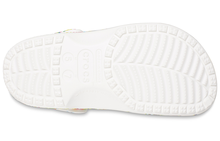 Sizing Crocs 经典花卉拖鞋 '白色花纹' 206565-94S