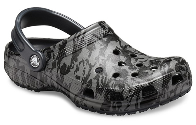 Crocs Classic Clog Camouflage Printing Beach Sandals Black Unisex 圖 2