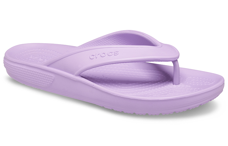 Lookbook Crocs 卡骆驰 Classic 舒适防滑 人字运动拖鞋 男女同款 紫色