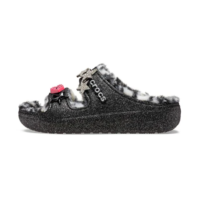 Crocs Classic Cozzzy Disco Glitter Sandals 'Black'