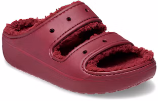 Lookbook Crocs卡骆驰 经典保暖绒毛拖鞋 男女同款 石榴紅