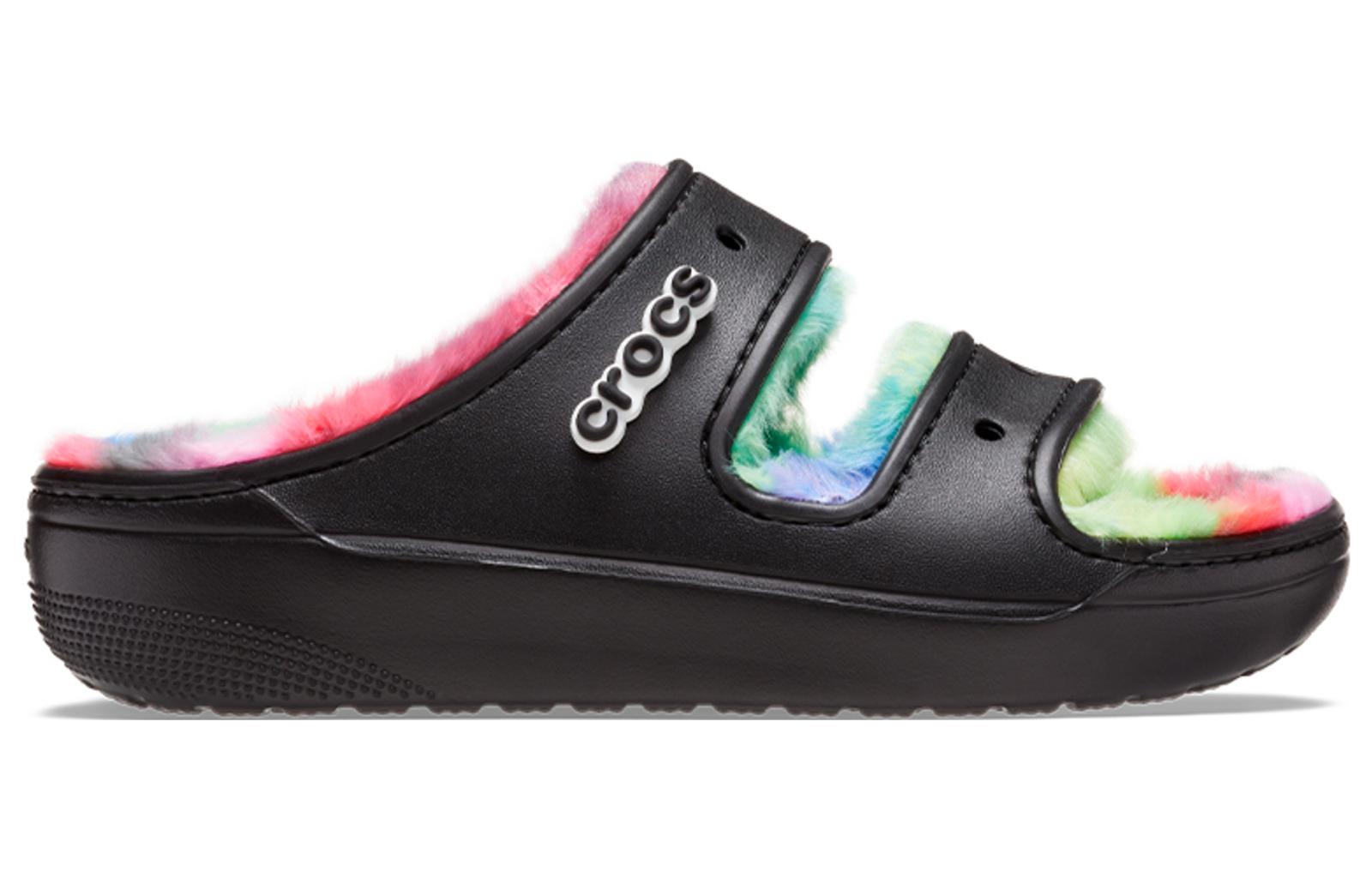 Order Crocs Classic Cozzzy Spray Dye Sandals 'Black Multi' 208046-0C4