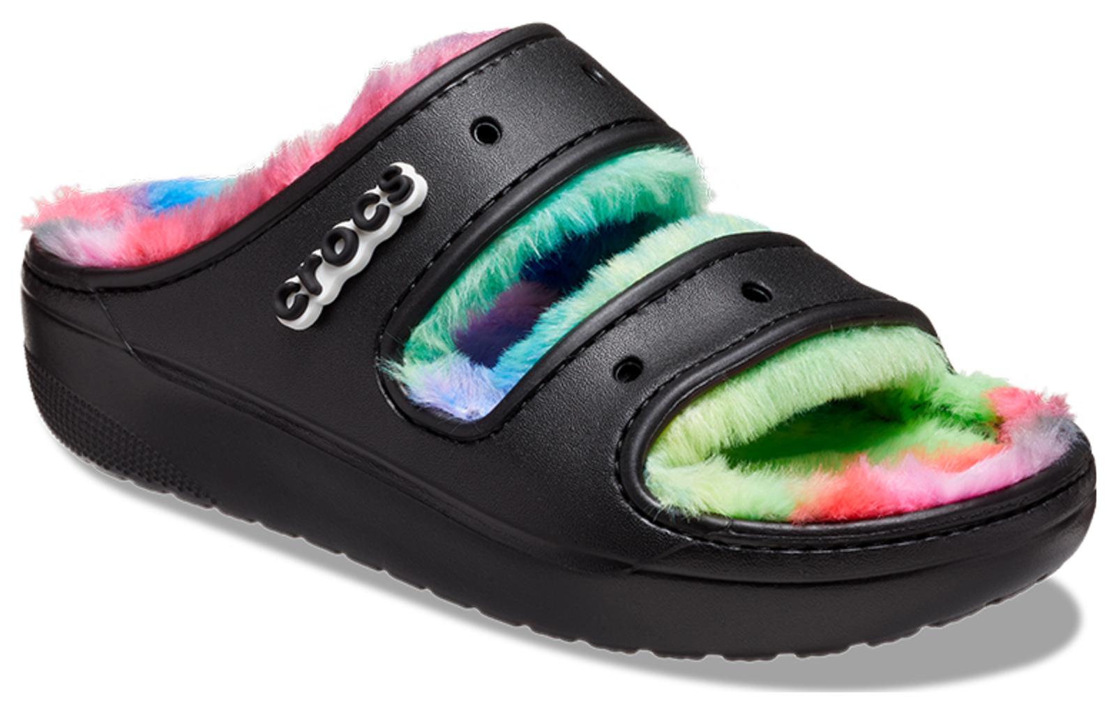 Lookbook Crocs Classic Cozzzy Spray Dye Sandals 'Black Multi' 208046-0C4