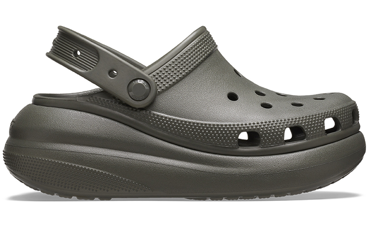 Lookbook Crocs经典增高洞洞鞋“尘土橄榄” 207521-3J5