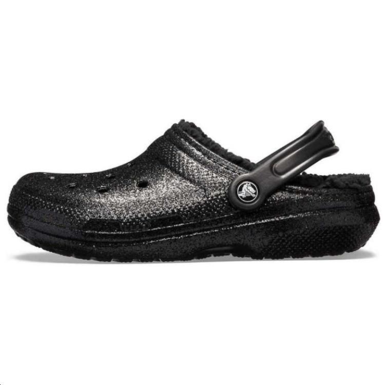 Crocs Classic Glitter Lined Clogs 'Black'