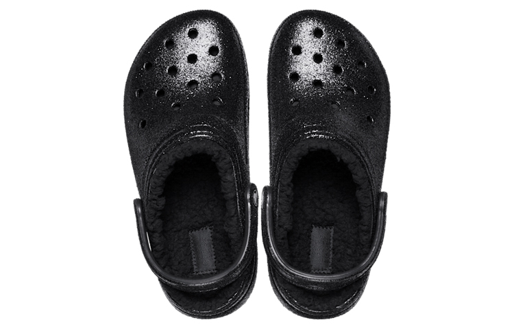 Crocs Classic Glitter Lined Clogs 'Black' 圖 4