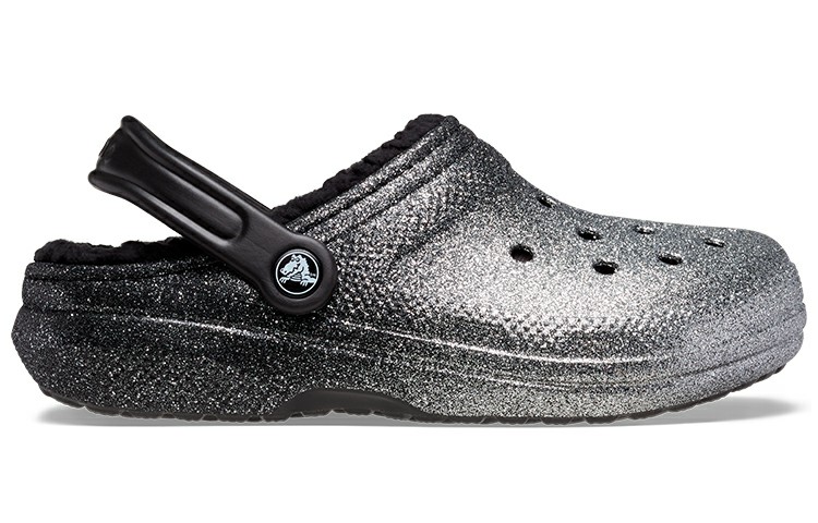 Lookbook (W) Crocs Classic Glitter Forrados Brillantes 'Negro Plata' 205842-067