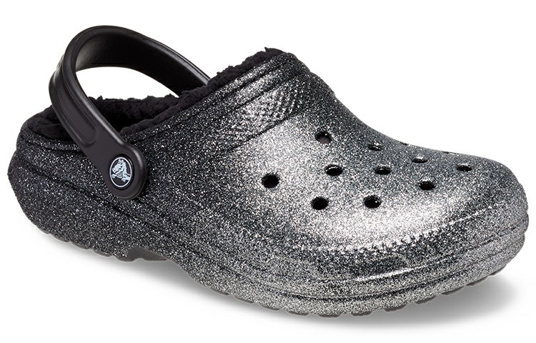 Shop (W) Crocs Classic Glitter Forrados Brillantes 'Negro Plata' 205842-067
