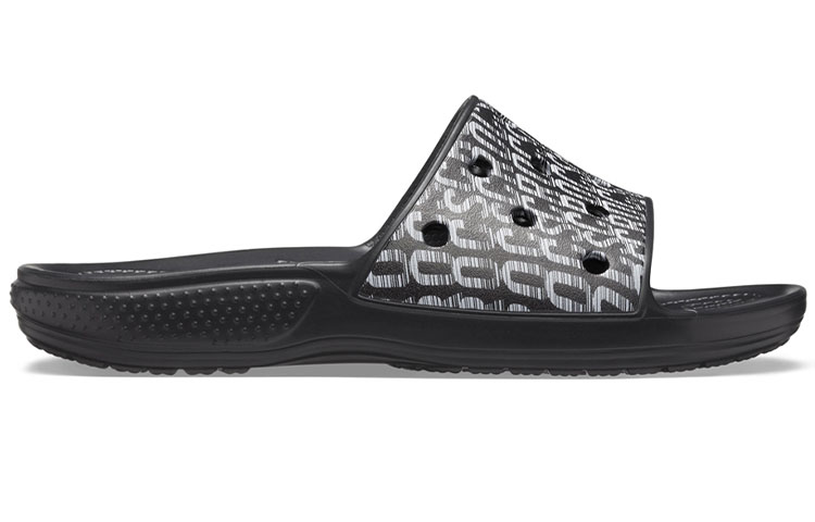 Crocs Classic Logo Motion Slides 'Black White' 圖 2