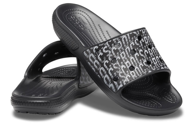 Crocs Classic Logo Motion Slides 'Black White' 圖 4