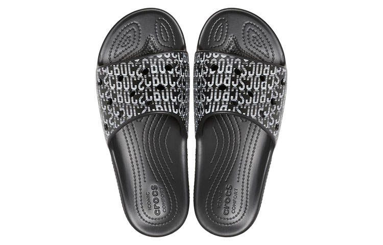 Crocs Classic Logo Motion Slides 'Black White' 圖 5