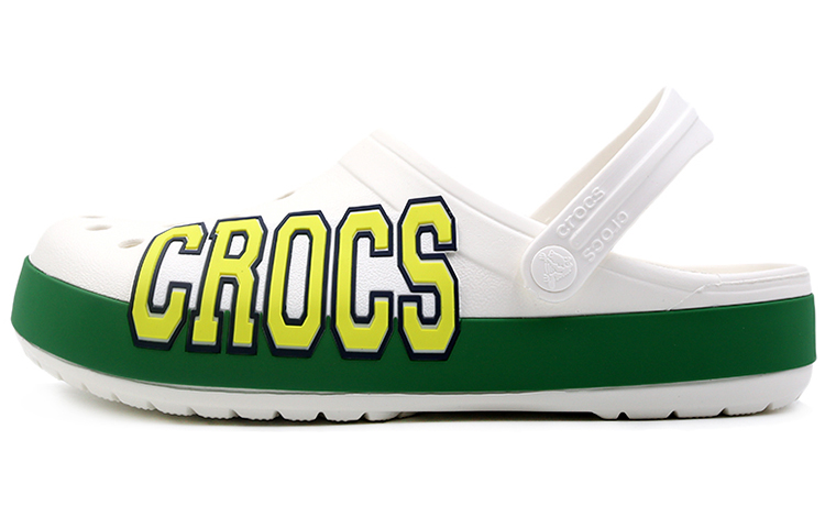 Crocs Classic Logo Stylish Sports Slippers White Yellow Green