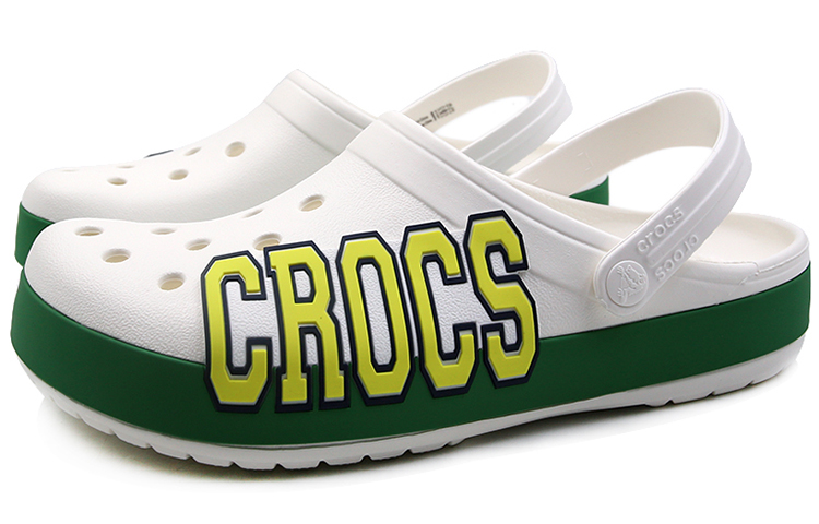 Crocs Classic Logo Stylish Sports Slippers White Yellow Green 圖 3
