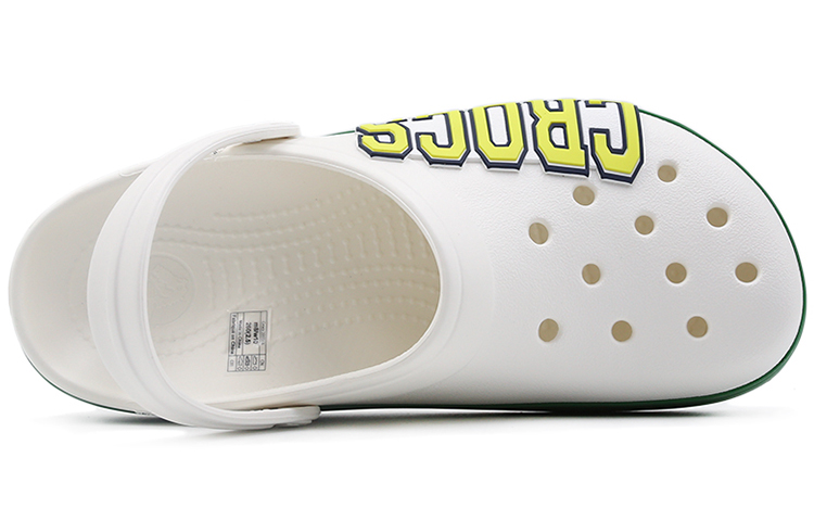 Crocs Classic Logo Stylish Sports Slippers White Yellow Green 圖 4