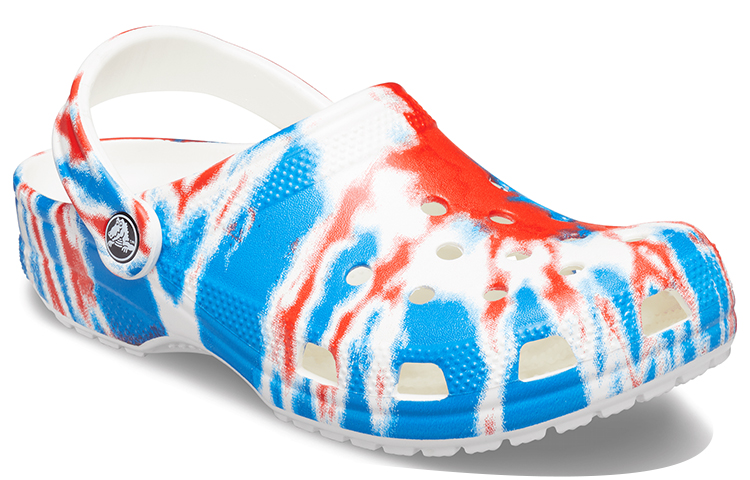 Lookbook Crocs经典款耐磨防滑运动男女同款白蓝红凉鞋 '白蓝红' 205453-928