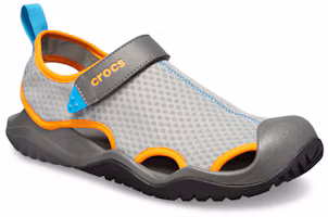 Lookbook Sandal Crocs Klasik 'Abu-Oranye-Biru Colorblock' 205289-0FK