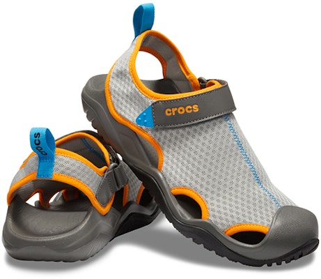 Crocs Classic Sandal 'Grey Orange Blue Colorblock' 205289-0FK Shop Crocs Classic Sandal 'Grey Orange Blue Colorblock' 205289-0FK