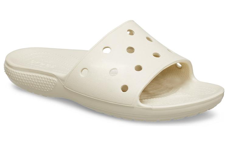 Lookbook Crocs卡骆驰 經典一字平底涼拖鞋 男女同款 米白