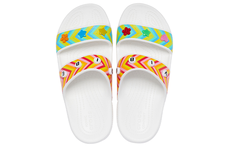 Shop Crocs Classiques Sandales Sport Unisexe Blanc / Multicolore 206985-94S