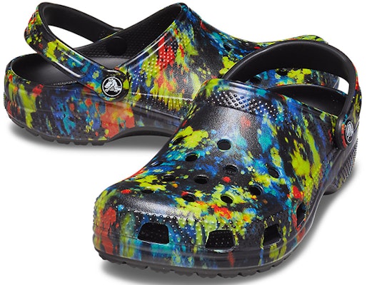 Crocs Classic Tie Dye Pattern Crocs Beach Unisex Denim Blue Sandals 205453-4SW Details for Crocs Classic Tie Dye Pattern Crocs Beach Unisex Denim Blue Sandals 205453-4SW