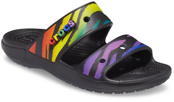 Lookbook Crocs卡駱馳 Classic 耐磨防滑一字運動拖鞋 男女同款 黑