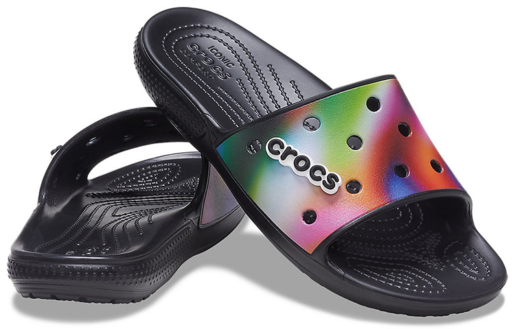 Crocs Colorful Casual Unisex Multi-Color Black Slippers 圖 6