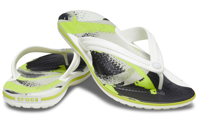 Shop Crocs Crocband Flip Flops 'White Green Black' 206592-94S