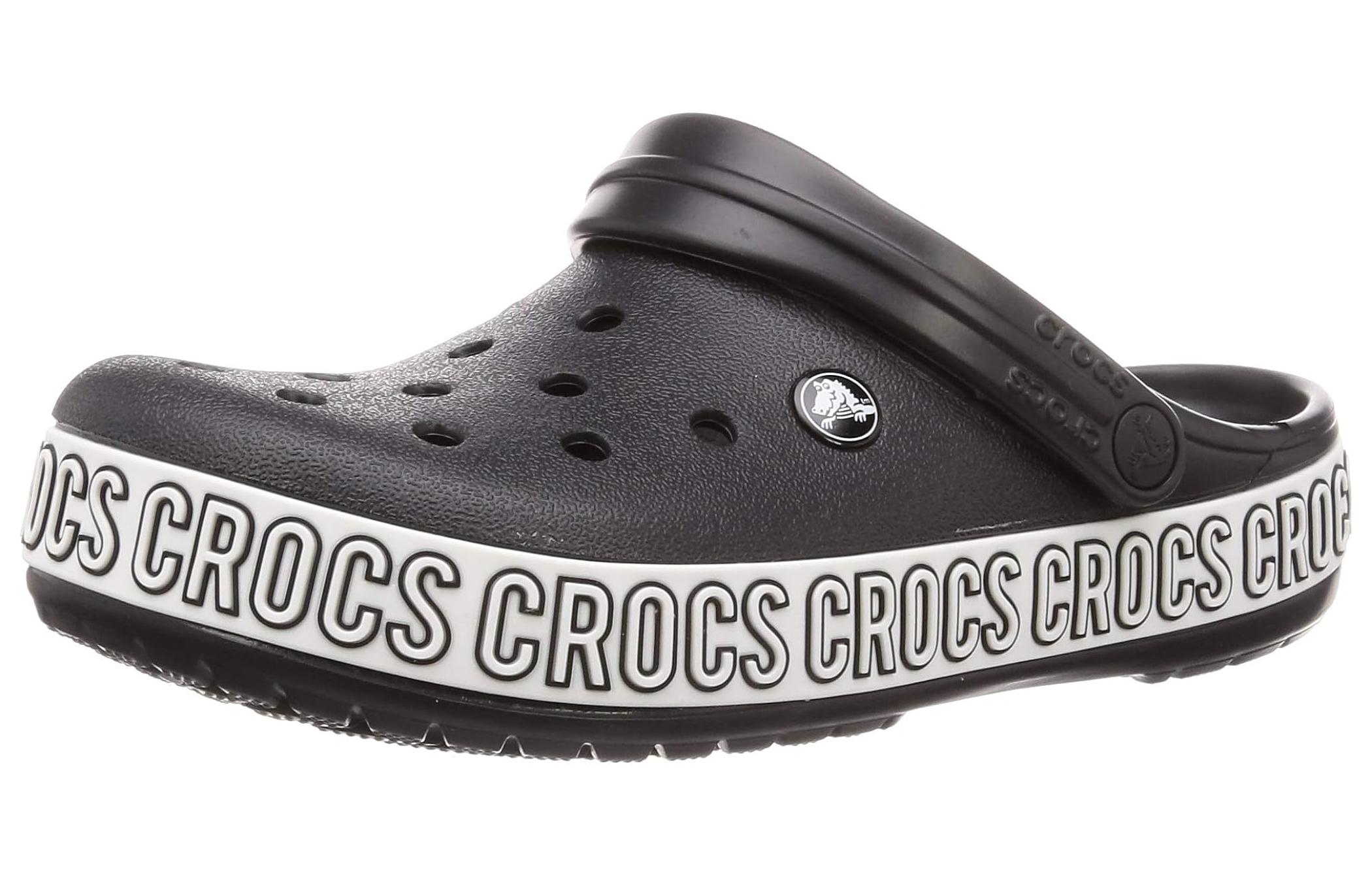 Shop Crocs Crocband Logo Mania 沙灘洞洞涼鞋 黑色