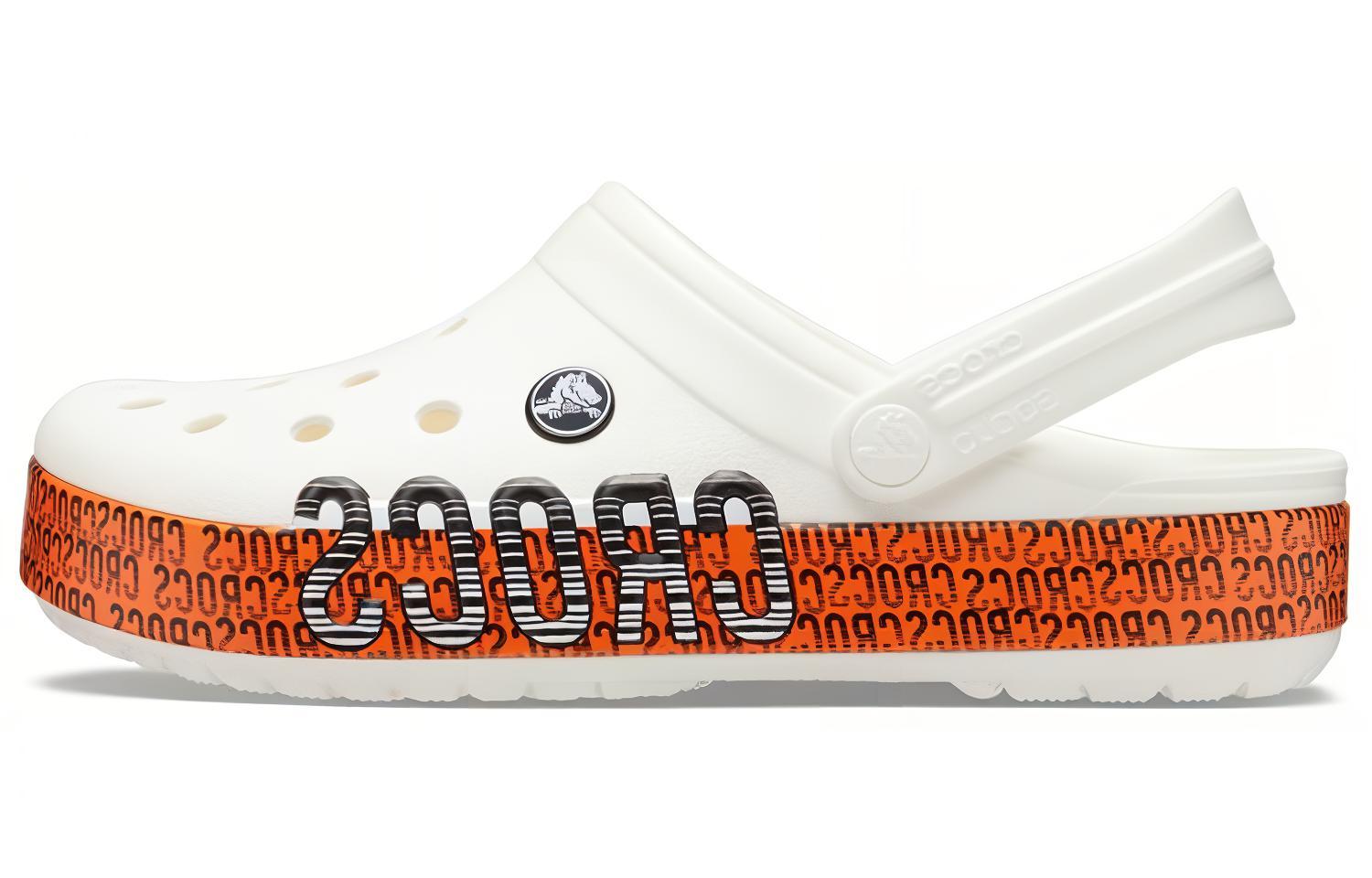 Crocs Crocband Logo Motion Clog Unisex White Orange Sandals 'White Orange' 206381-127