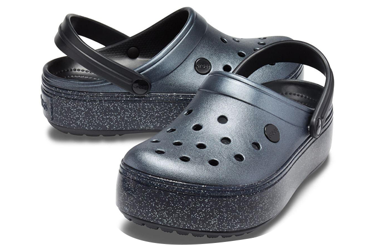 Shop Crocs Crocband Platform Metallic Clogs 'Black' 205912-002